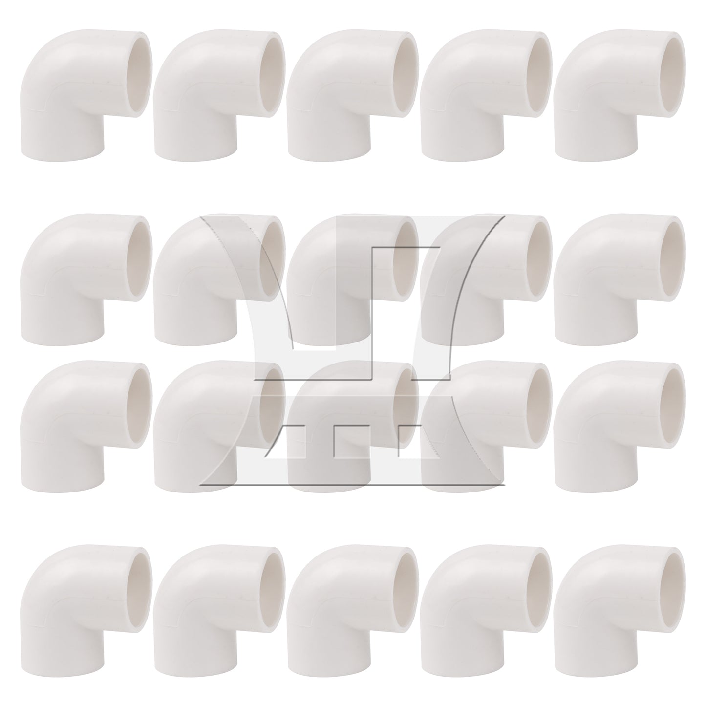 BQLZR  20 Pcs 2 Way Right Angle 3/4" Elbow Pipe Fitting White for Sprinkler System