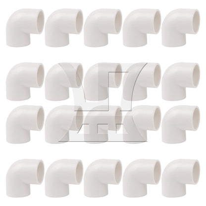 BQLZR  20 Pcs 2 Way Right Angle 3/4" Elbow Pipe Fitting White for Sprinkler System