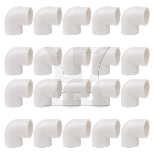 BQLZR  20 Pcs 2 Way Right Angle 3/4" Elbow Pipe Fitting White for Sprinkler System