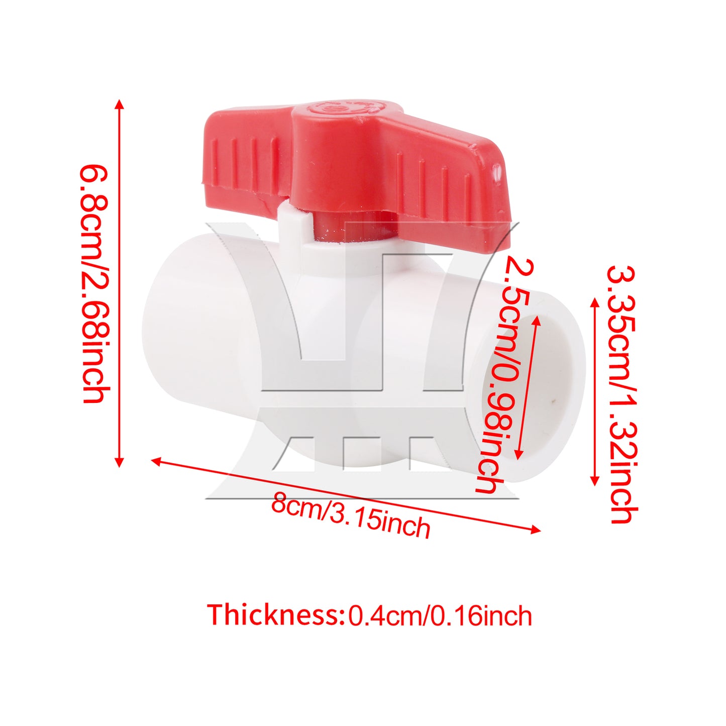 BQLZR 3/4 Inch Plastic Water Pipe Shut-off Valve Socket with Red T-Handle