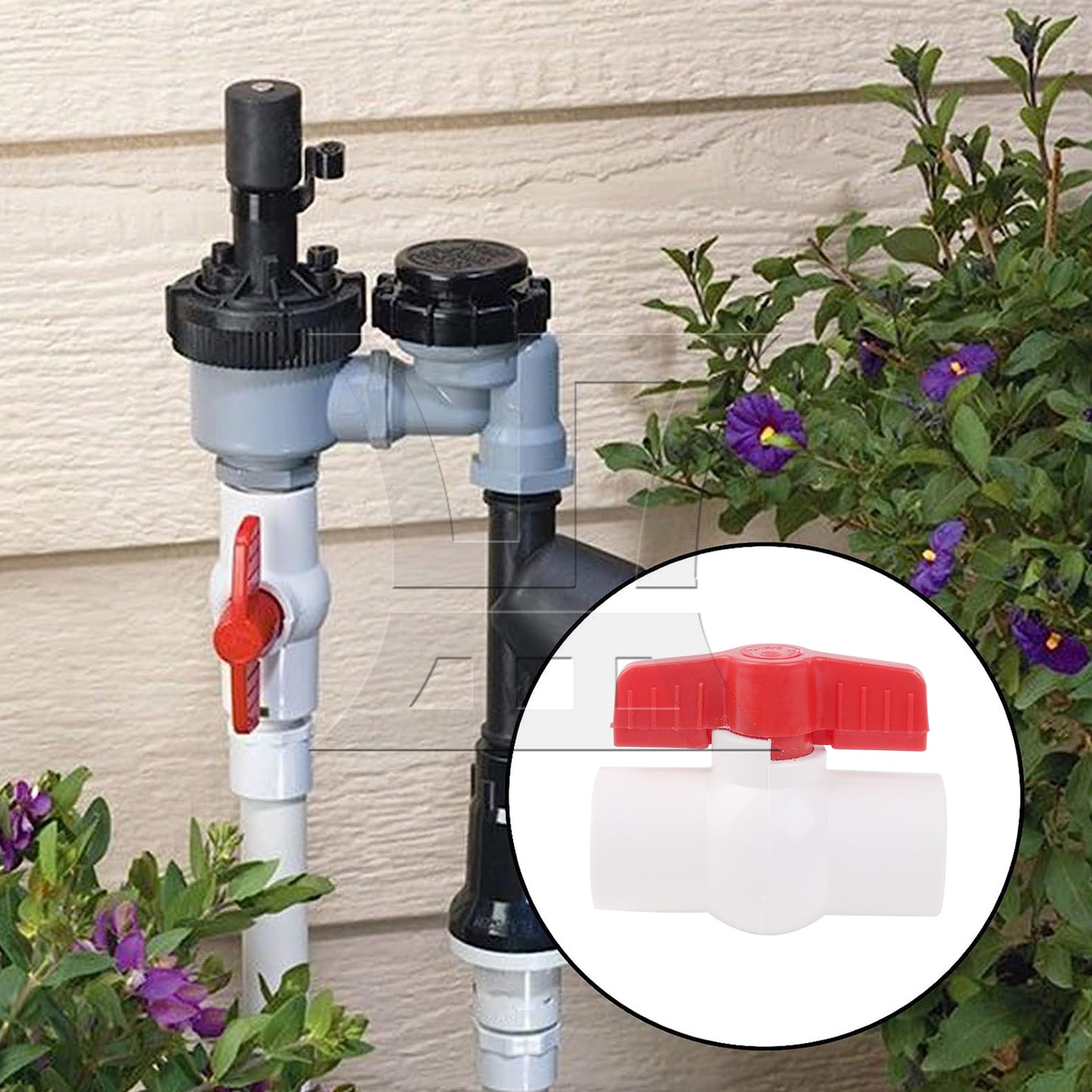 BQLZR 3/4 Inch Plastic Water Pipe Shut-off Valve Socket with Red T-Handle