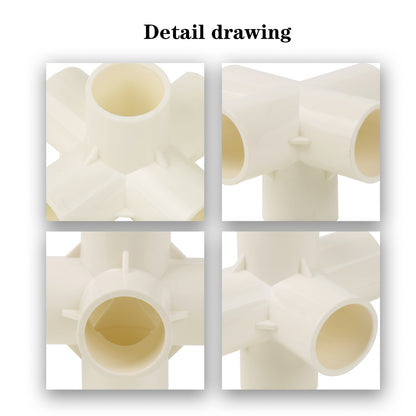 BQLZR 5 Way Elbow Fittings 3/4 Inch White for DIY Furniture Pipe Connecters