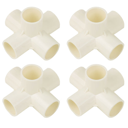 BQLZR 5 Way Elbow Fittings 3/4 Inch White for DIY Furniture Pipe Connecters