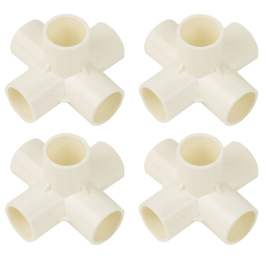 BQLZR 5 Way Elbow Fittings 3/4 Inch White for DIY Furniture Pipe Connecters