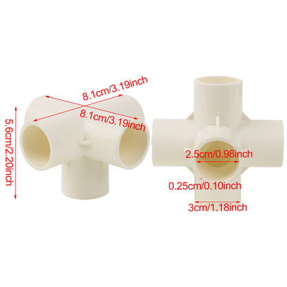 BQLZR 5 Way Elbow Fittings 3/4 Inch White for DIY Furniture Pipe Connecters