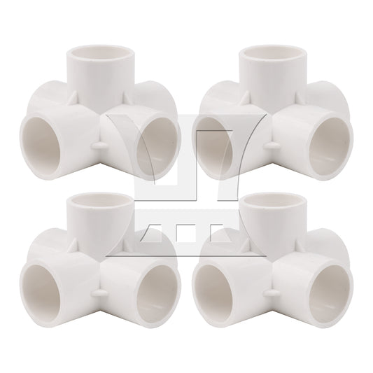 BQLZR 4Pieces Plastic 5 Way Elbow Fittings 1 Inch for DIY Garden Support Structure