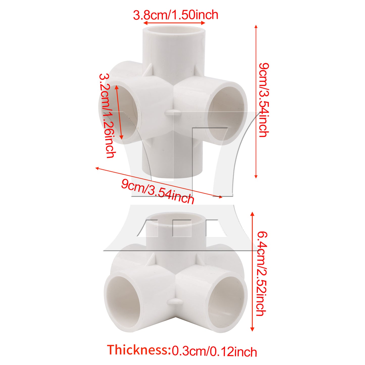 BQLZR 4Pieces Plastic 5 Way Elbow Fittings 1 Inch for DIY Garden Support Structure