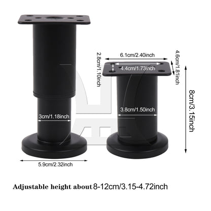 BQLZR 4Pieces Adjustable Bed Support Legs for Dresser Tables 3.15" to 4.72" Black