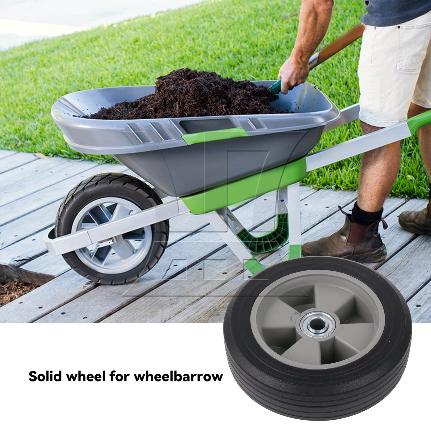 BQLZR Lawn Mower Rubber Tire Wheel Solid 8 Inches Diameter 132.27 LBS Load-bearing
