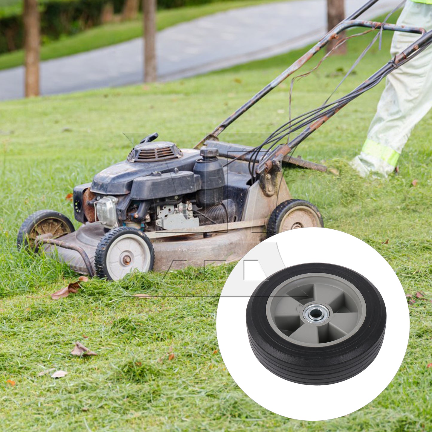 BQLZR Lawn Mower Rubber Tire Wheel Solid 8 Inches Diameter 132.27 LBS Load-bearing
