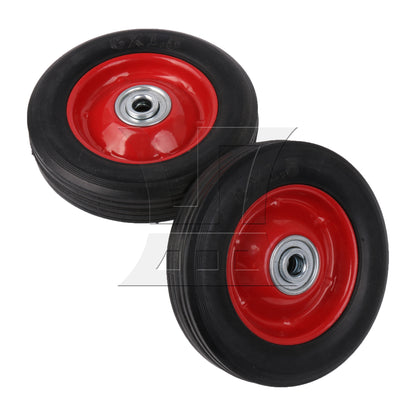 BQLZR 2Pieces Wheelbarrow Tire Wheel Solid 6" Black Rubber 132.27 LBS Capacity Red