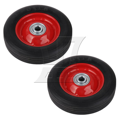 BQLZR 2Pieces Wheelbarrow Tire Wheel Solid 6" Black Rubber 132.27 LBS Capacity Red