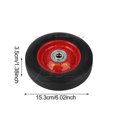 BQLZR 2Pieces Wheelbarrow Tire Wheel Solid 6" Black Rubber 132.27 LBS Capacity Red