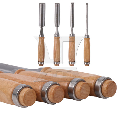 BQLZR Wood Chisels High Carbon Steel 0.24" 0.47" 0.71" 0.94" Set with Storage Bag