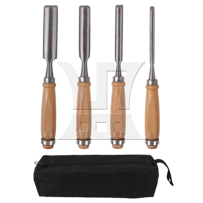 BQLZR Wood Chisels High Carbon Steel 0.24" 0.47" 0.71" 0.94" Set with Storage Bag