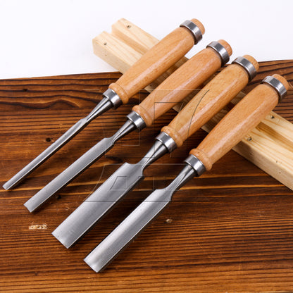 BQLZR Wood Chisels High Carbon Steel 0.24" 0.47" 0.71" 0.94" Set with Storage Bag