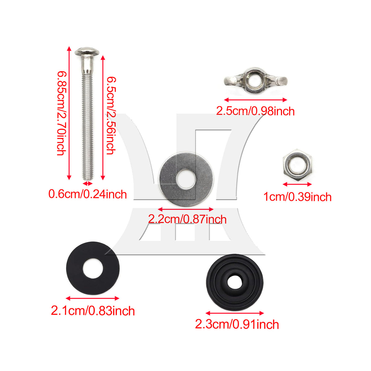 BQLZR 2 Pieces M6 Thread Toilets Tank to Bowl Bolts 2.6 Inch DIY Repair Parts Set