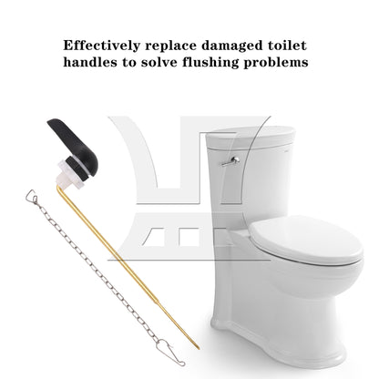 BQLZR 8" Toilet Lever Flush Handle w/ Stainless Steel Flapper Chains & Gaskets Set