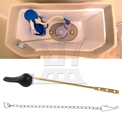BQLZR 8" Toilet Lever Flush Handle w/ Stainless Steel Flapper Chains & Gaskets Set