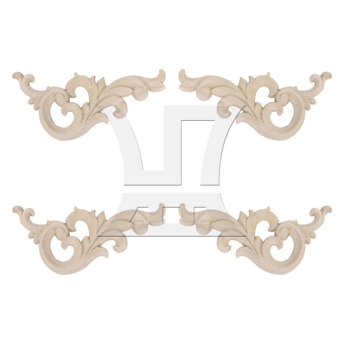 BQLZR 4 Pieces Wood Carved Onlays for Furniture Decorated Left & Right 5.2" x 2.56"