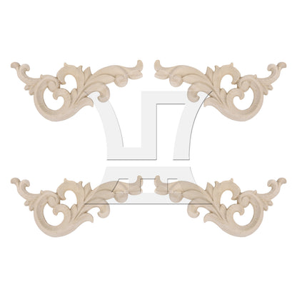 BQLZR 4 Pieces Wood Carved Onlays for Furniture Decorated Left & Right 5.2" x 2.56"
