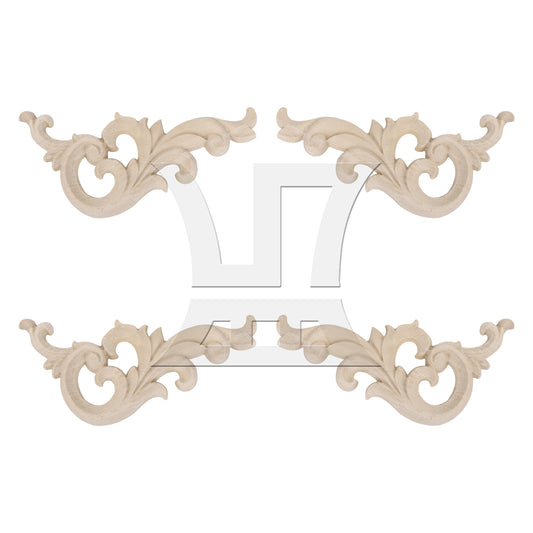 BQLZR 4 Pieces Wood Carved Onlays for Furniture Decorated Left & Right 5.2" x 2.56"