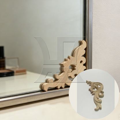 BQLZR 4 Pieces Wood Carved Onlays for Furniture Decorated Left & Right 5.2" x 2.56"