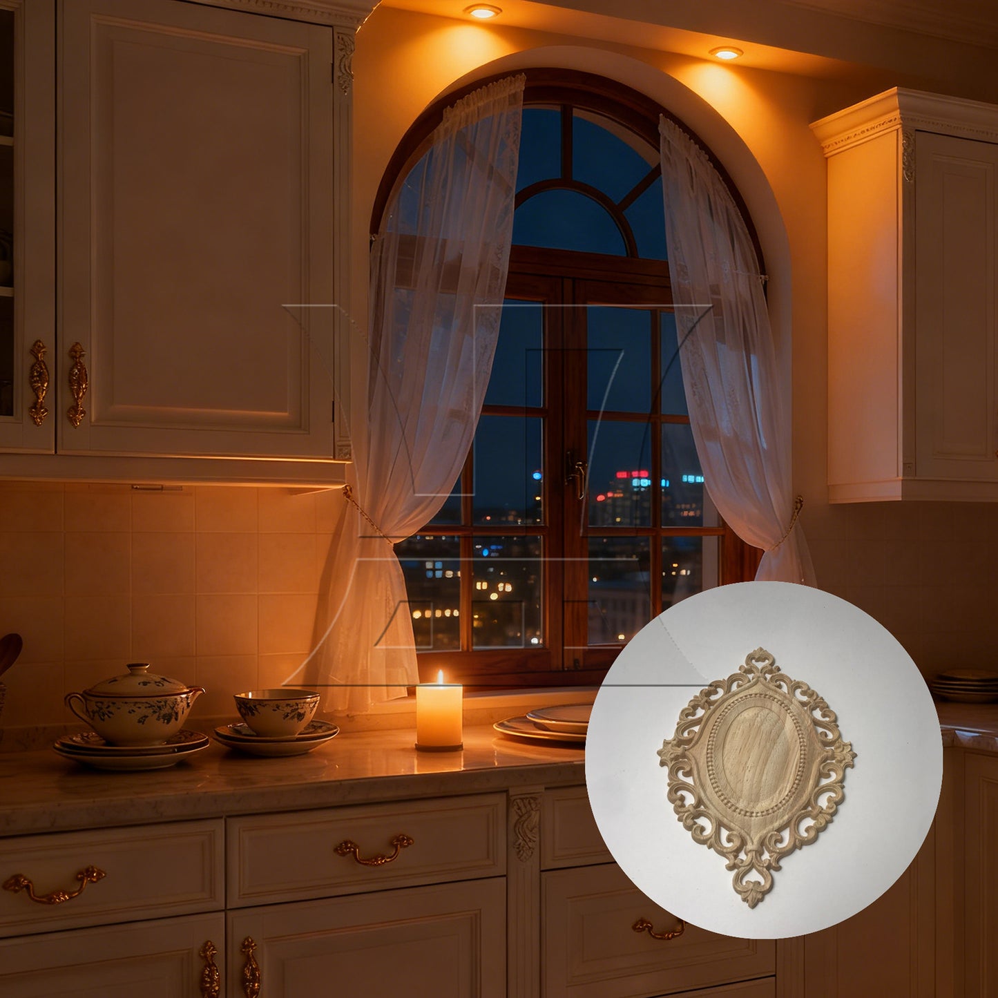 BQLZR 2 Pieces Unpainted Oval Shaped Wood Carving Decal for Home Decoration 22x15cm