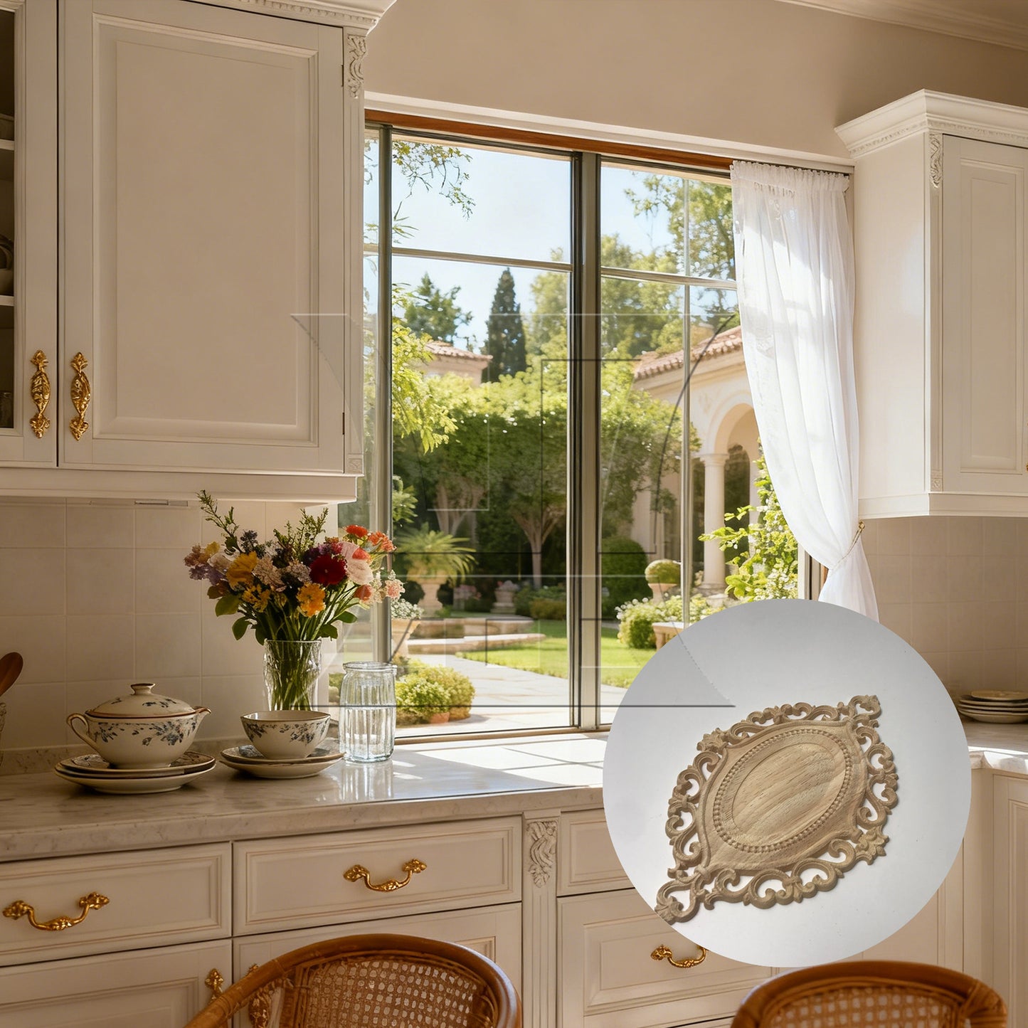 BQLZR 2 Pieces Unpainted Oval Shaped Wood Carving Decal for Home Decoration 22x15cm