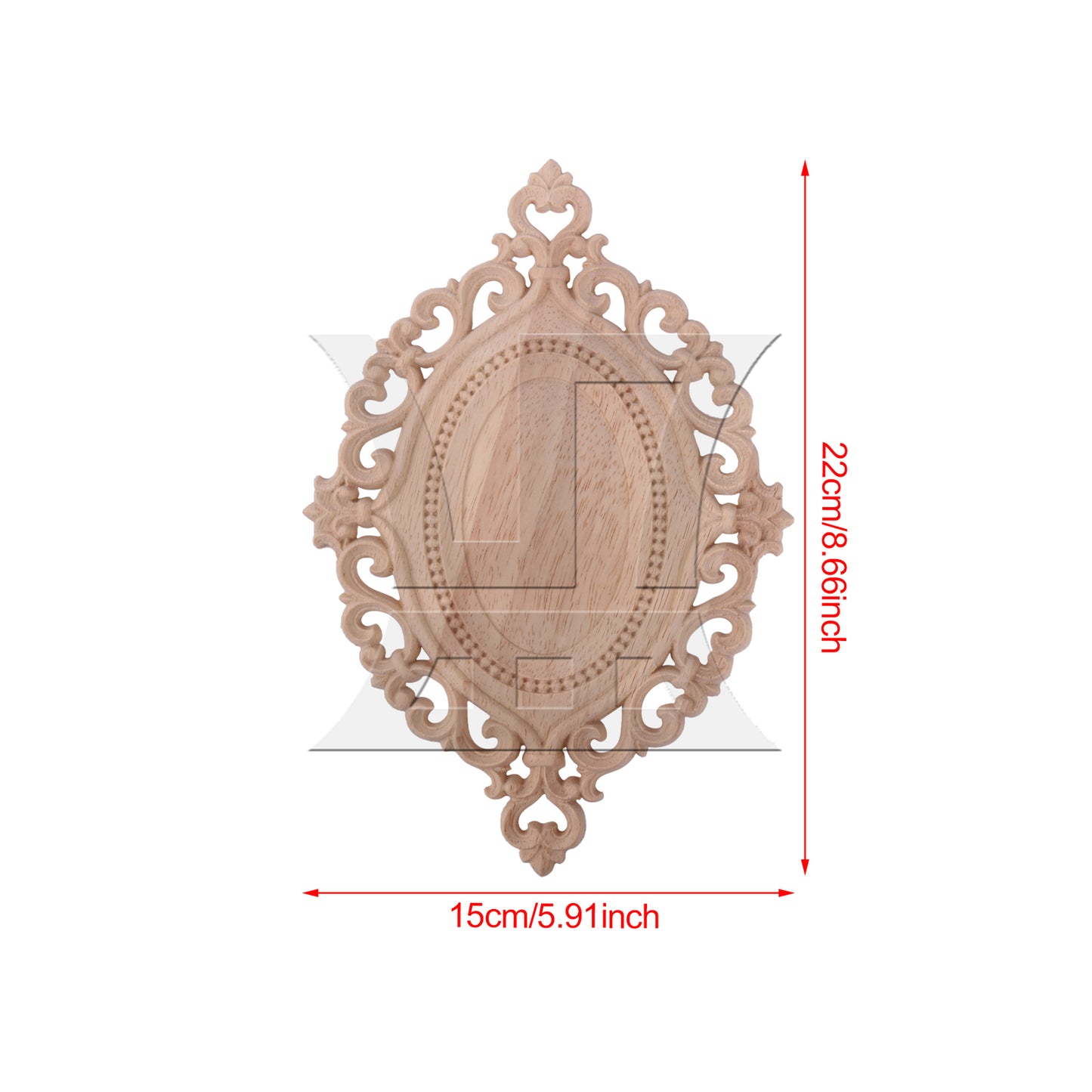 BQLZR 2 Pieces Unpainted Oval Shaped Wood Carving Decal for Home Decoration 22x15cm