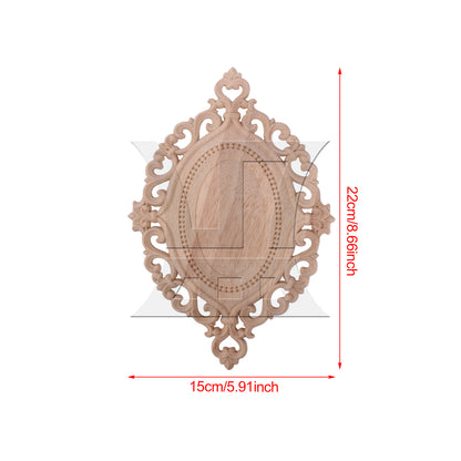 BQLZR 2 Pieces Unpainted Oval Shaped Wood Carving Decal for Home Decoration 22x15cm