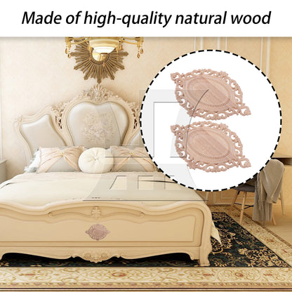 BQLZR 2 Pieces Unpainted Oval Shaped Wood Carving Decal for Home Decoration 22x15cm