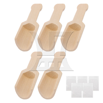 BQLZR 9.5x3.4cm Wood Color Natural Wooden Wood Salt Spoon Spice Spoons