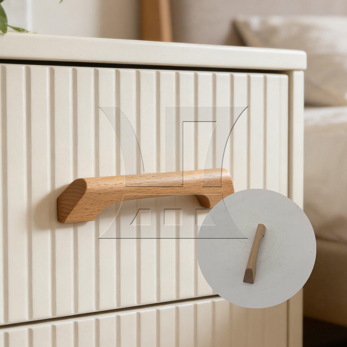 BQLZR 1pc Beech Wood Minimalist Solid Wood Drawer Handle 96mm for Drawer