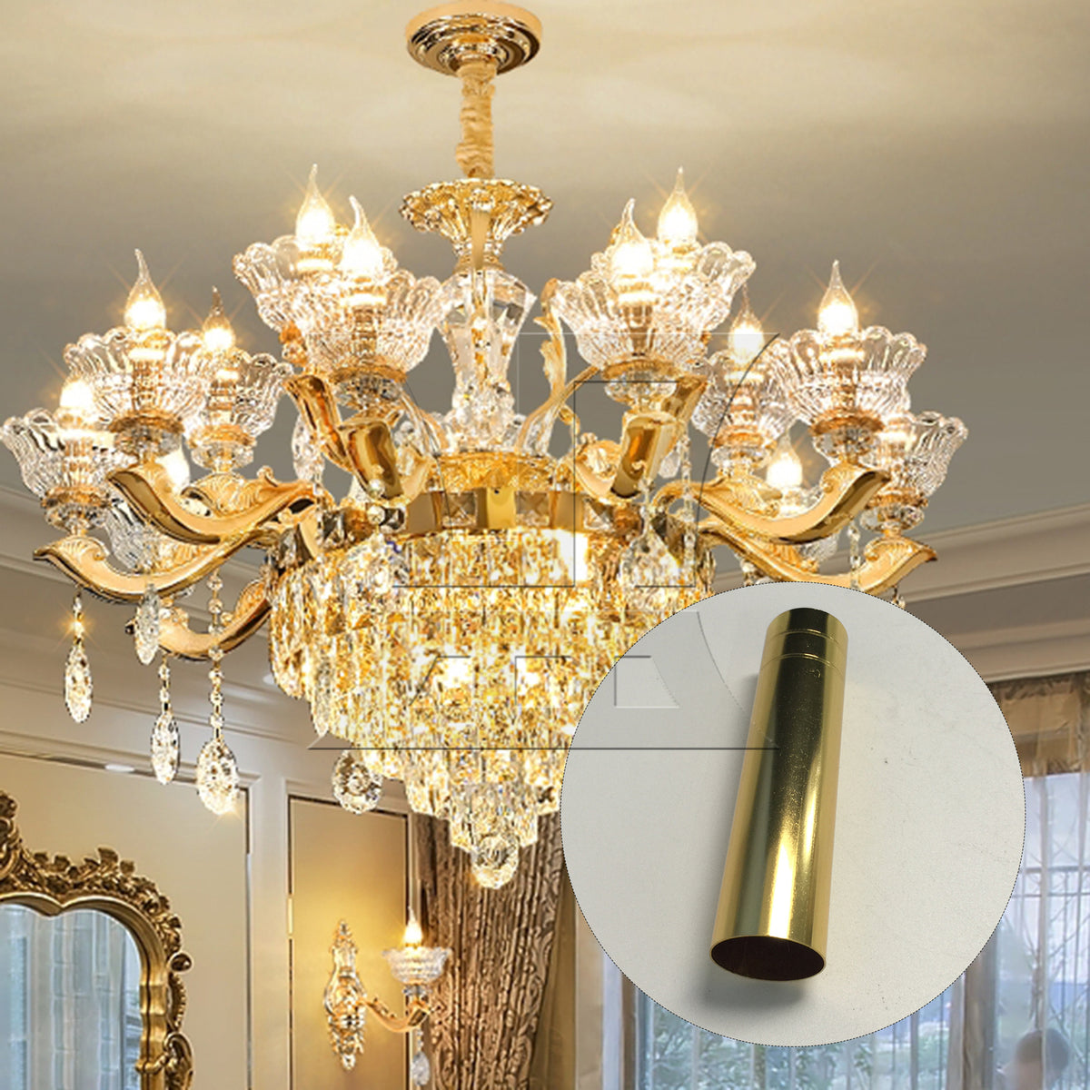 BQLZR 1pc Chandelier Casing 25 x 100mm E14 Gold for European Chandeliers Living Room Chandeliers