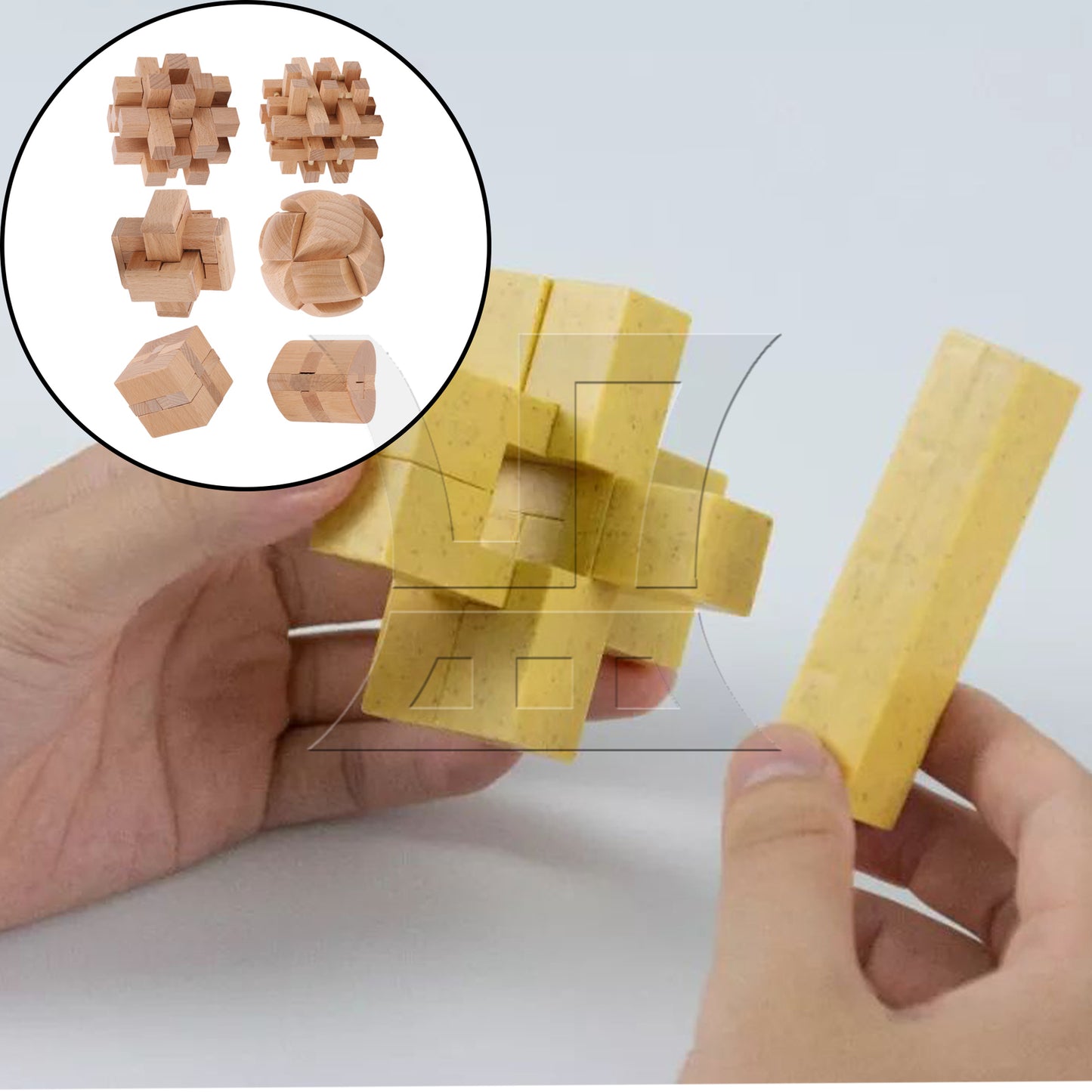 BQLZR 6-in-1 Lu Ban Lock Wooden Puzzles Set for DIY Decoration Difficulty Level 5
