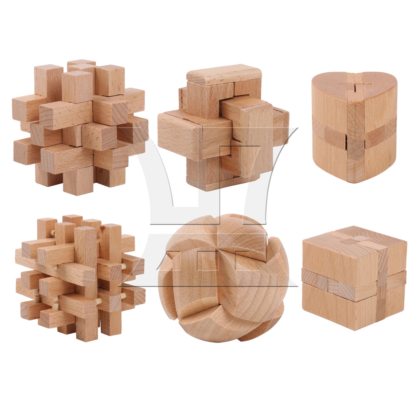 BQLZR 6-in-1 Lu Ban Lock Wooden Puzzles Set for DIY Decoration Difficulty Level 5