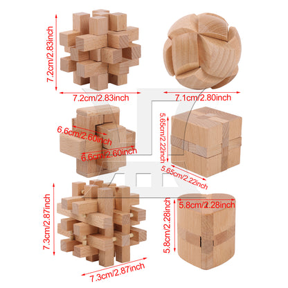 BQLZR 6-in-1 Lu Ban Lock Wooden Puzzles Set for DIY Decoration Difficulty Level 5