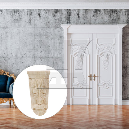 BQLZR Natural Solid Wood Carved Corner Onlay Furniture Door Decal 50x17x100mm