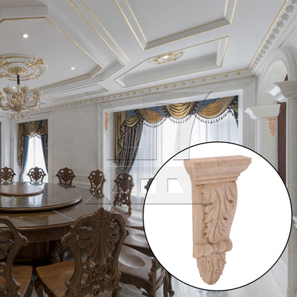 BQLZR Wood Carved Corner Onlay Furniture Door Decal 80x25x160mm Unpainted