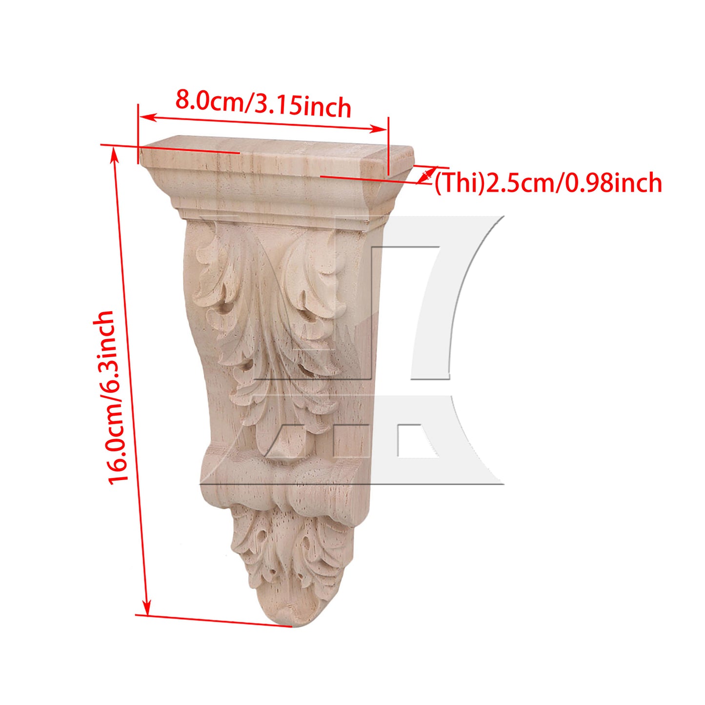BQLZR Wood Carved Corner Onlay Furniture Door Decal 80x25x160mm Unpainted