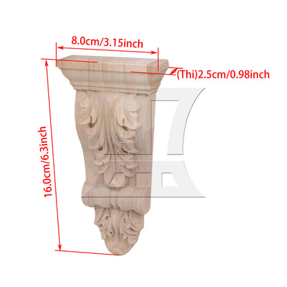 BQLZR Wood Carved Corner Onlay Furniture Door Decal 80x25x160mm Unpainted