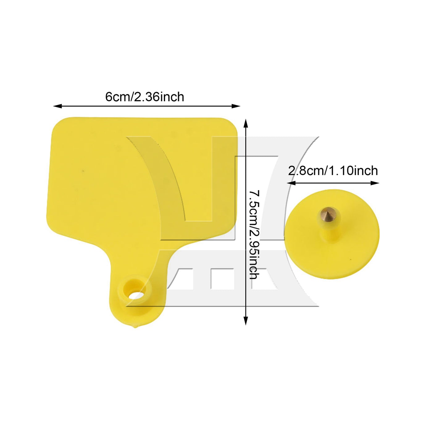 BQLZR 1pc Cow Ear Sign 6cm x 7.3cm Yellow for farm ranches