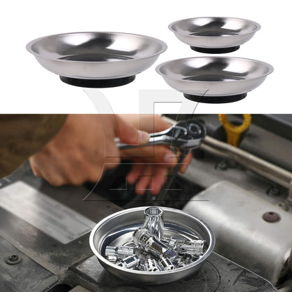 BQLZR 3 Piece Round Magnetic Parts Tray for Socket Screw & Nuts 3 inch 4 inch 6 inch