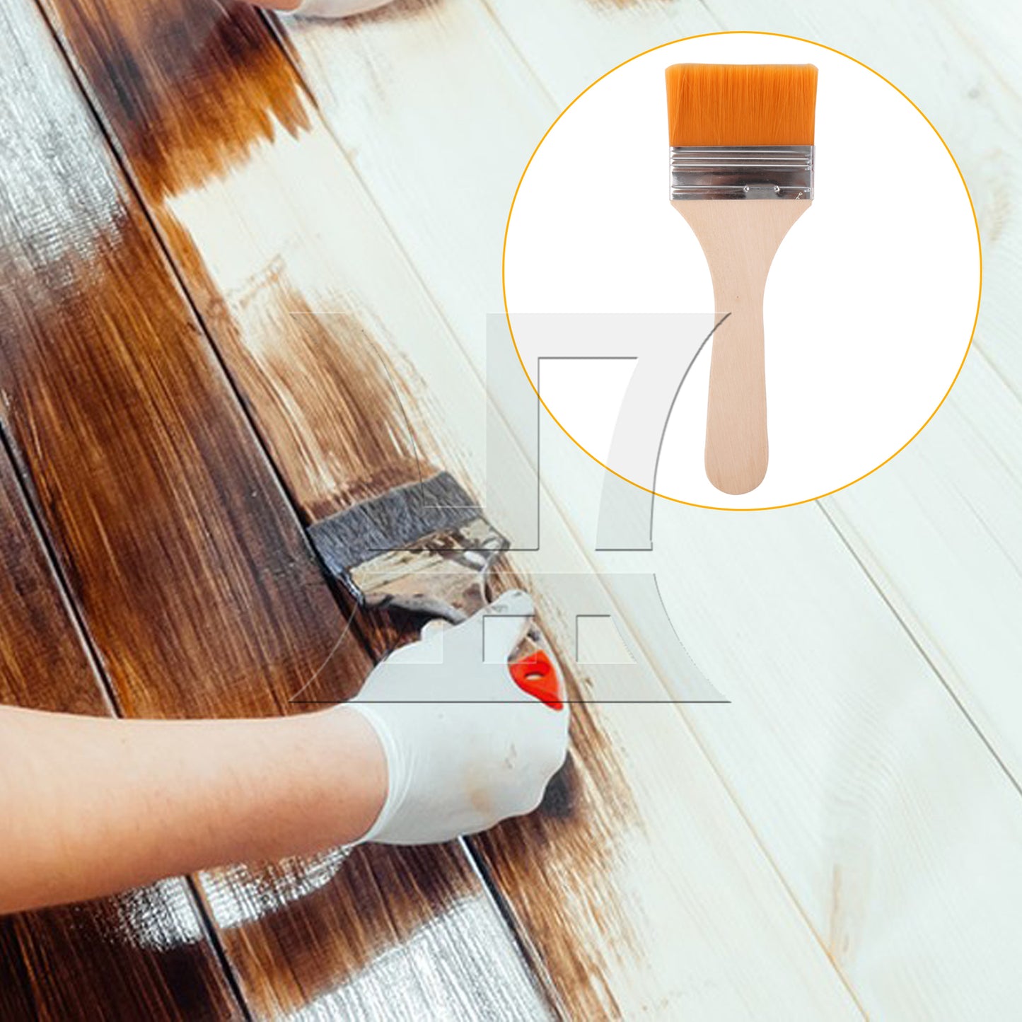 BQLZR Flat Paint Brush w/ Thin Wood Handle for Painting Furniture 2.5 Inch Yellow