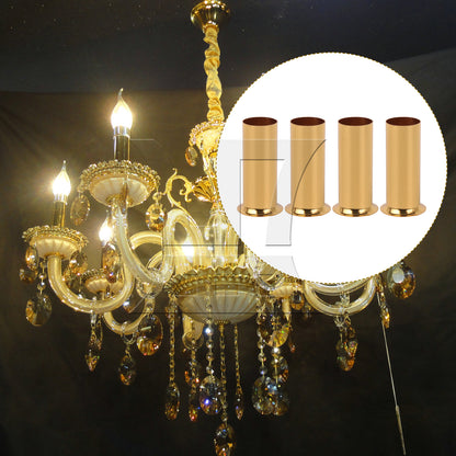 BQLZR 4 Pieces E14 Chandelier Socket Sleeves 3.15" Tall x 1.18" Diameter Gold Set