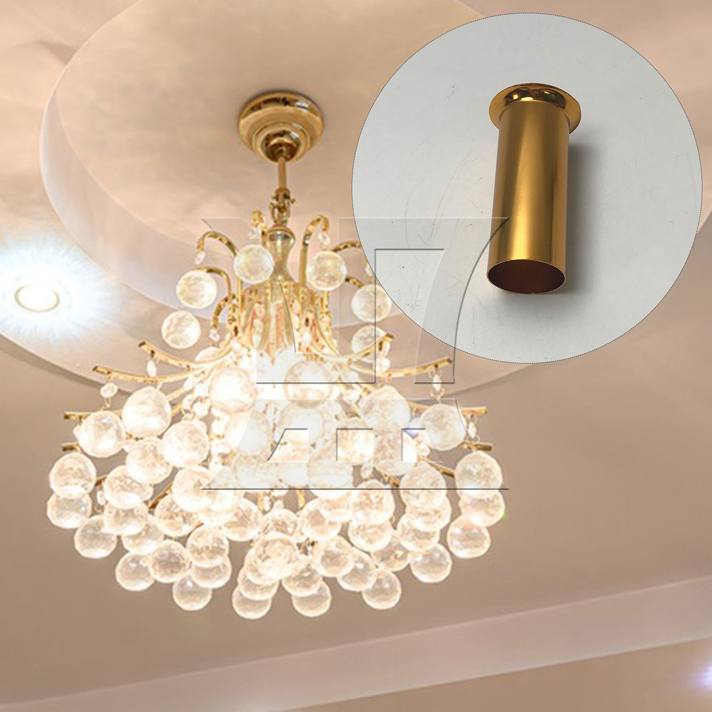 BQLZR 4 Pieces E14 Chandelier Socket Sleeves 3.15" Tall x 1.18" Diameter Gold Set