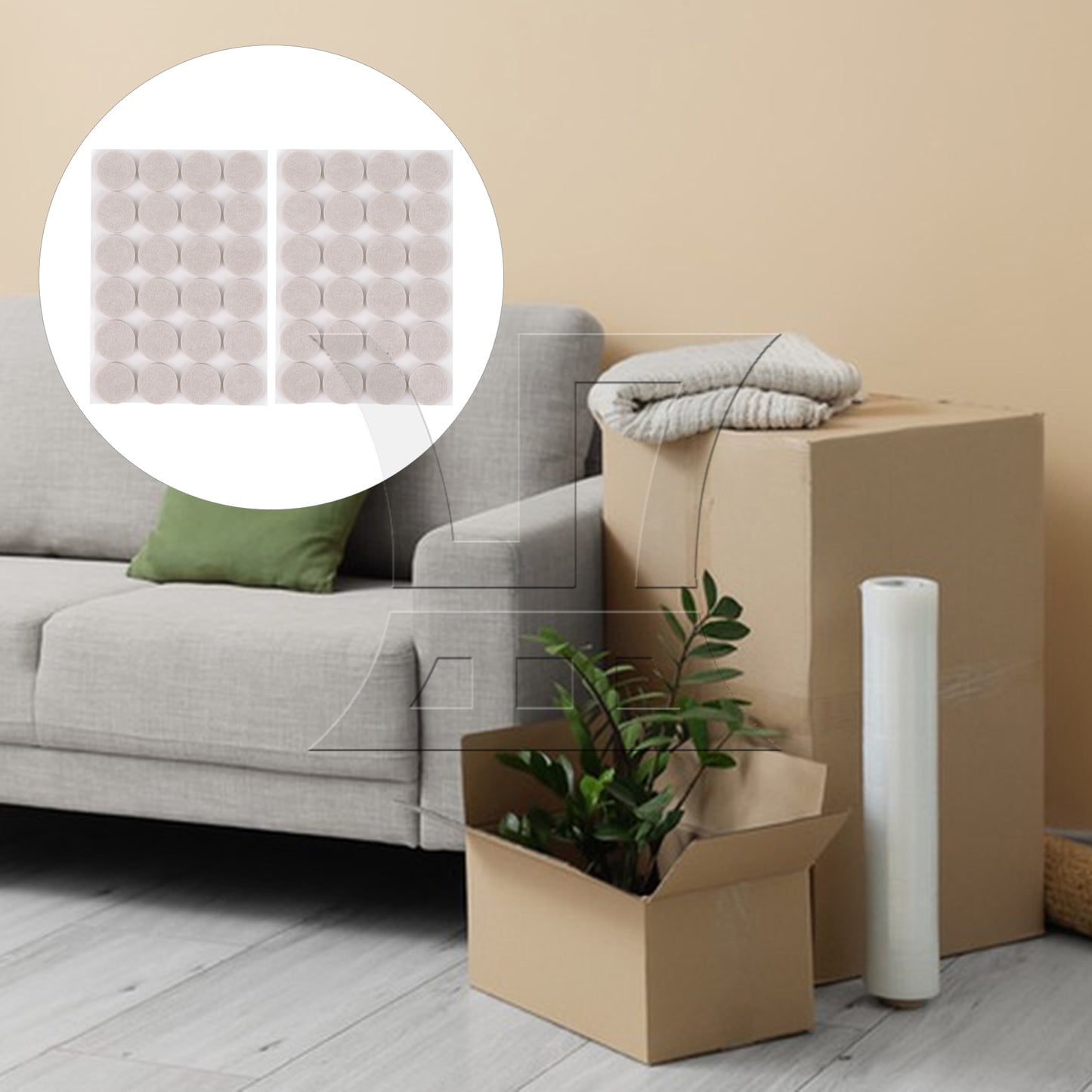 BQLZR 48 Pieces Beige Furniture Feet Felt Pad 0.98inch Diameter Self Adhesive Set