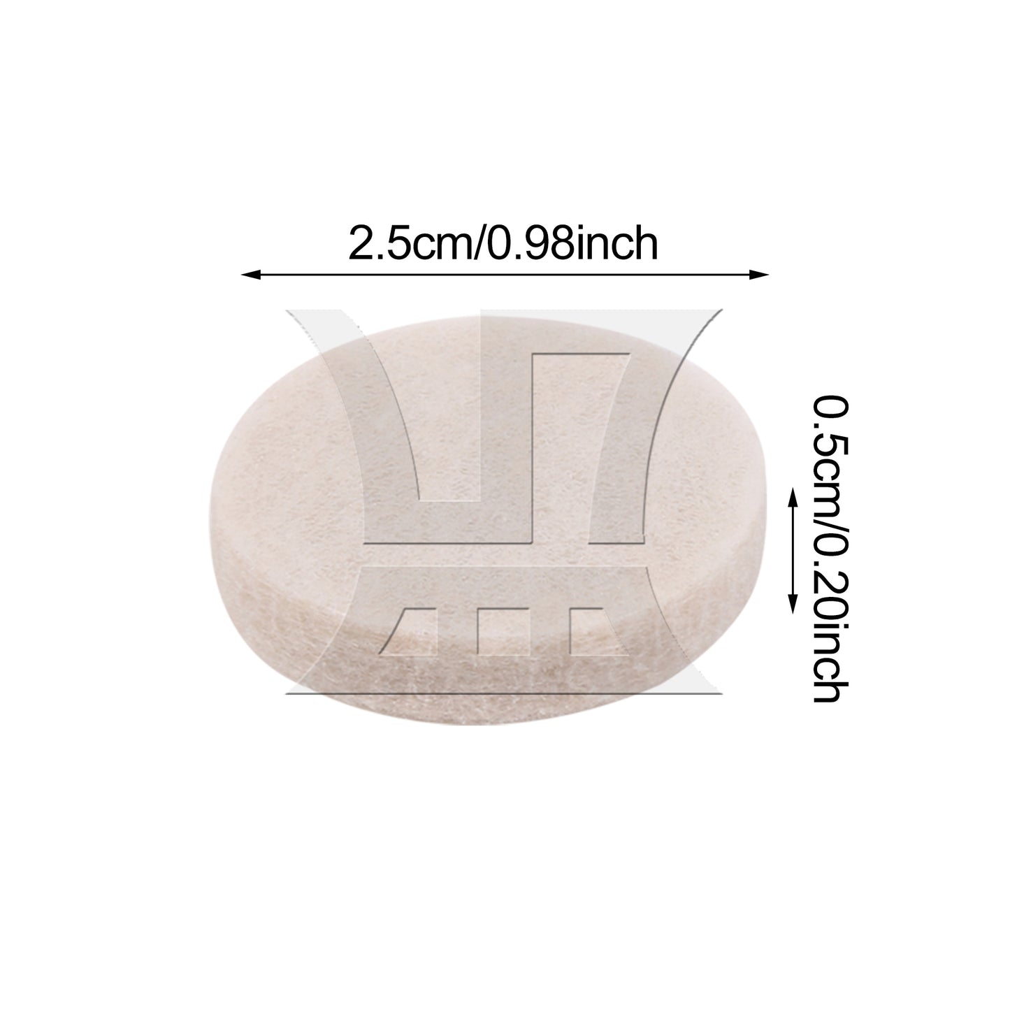 BQLZR 48 Pieces Beige Furniture Feet Felt Pad 0.98inch Diameter Self Adhesive Set