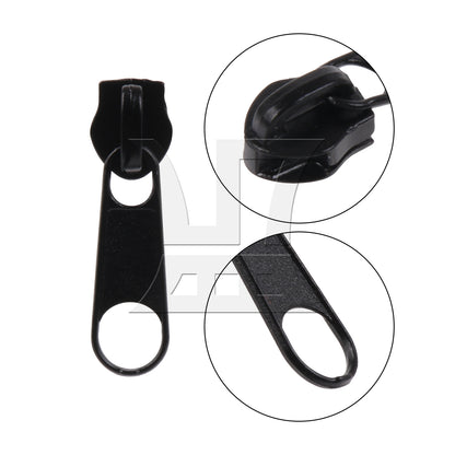BQLZR 50 Pieces Black #5 Nylon Coil Zippers Sliders for DIY Sewing 35 x 9.5mm Set